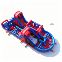 Parcours d'obstacles gonflable commercial 23,1x8,6M pour enfants avec toboggans et tunnel d'escalade pour parc d'attractions