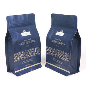 Bolsas de Café Personalizadas con Cierre Ziplock, Fondo Plano y Válvula, Color Azul, para Almacenamiento de Granos de Café - Product Image 1