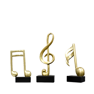Sculpture musicale décorative en résine peinte à la main, style minimaliste moderne Lanyi, notes de musique, cadeau musical doré, art pour la maison, le bureau - Product Image 1