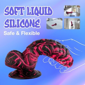 Dildo de Silicona Especial de 7 Pulgadas con Fuerte Succión, Sensación Realista, Rojo y Negro, Dildo Realista Enorme para la Masturbación Femenina - Product Image 5