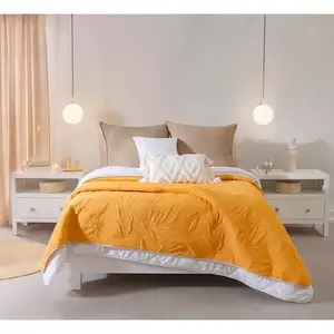 Ensemble de housse de couette Marla Mustard King Size en coton matelassé 4 pièces, literie pour la maison, couleur blanc Vianney jaune - Product Image 6