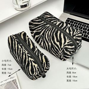 New Arrival Chenille Zebra-Print Zipper <b>Make</b> <b>up</b> <b>Bag</b> Large Capacity Portable Travel Cosmetic Pouch <b>Bag</b> - Product Image 4