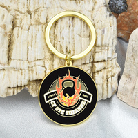 Porte-clés en métal plaqué or personnalisés en gros, en forme d'abeille 3D, avec logo fitness émaillé rond, pour parcs de faune, porte-clés personnalisés