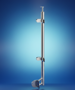 Poteau d'angle rond pour main courante - Avec pince à verre et support de rail - Fixation latérale pour balcon et <span class=keywords><strong>escalier</strong></span> extérieur - Product Image 5