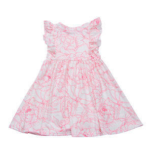 Abiti di cotone Casual estivi per bambini di alta qualità con volant floreale a spalla <span class=keywords><strong>elegante</strong></span> da bambina - Product Image 2