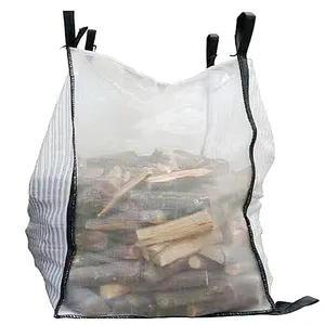 1t木柴大袋，用于包装木柴，带两个网眼，带顶部全开平底的两种织物木柴