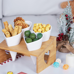 Conos Individuales de Cerámica en Forma de Corazón, Plato de Cerámica <span class=keywords><strong>Blanco</strong></span> para Servir Bocadillos, Frutos Secos, Estación de Aperitivos de Cerámica en Forma de Corazón - Product Image 5