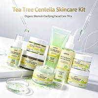 Kit de Soins Visage Bio Personnalisé à l'Arbre à Thé et Centella pour Peaux à Tendance Acnéique, Nettoyage Profond et Clarifiant, 7 Pièces