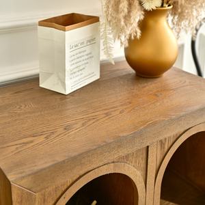 Home Furniture Antique Farmhouse Accent Arched Design <b>Wooden</b> Display Shelving <b>Storage</b> Cabinet for Living Room - Product Image 5