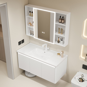Meuble <span class=keywords><strong>de</strong></span> <span class=keywords><strong>salle</strong></span> <span class=keywords><strong>de</strong></span> <span class=keywords><strong>bain</strong></span> intégré <span class=keywords><strong>de</strong></span> style urbain minimaliste et abordable avec miroir LED et lavabo en céramique <span class=keywords><strong>pour</strong></span> la <span class=keywords><strong>salle</strong></span> <span class=keywords><strong>de</strong></span> <span class=keywords><strong>bain</strong></span> à domicile - Product Image 6