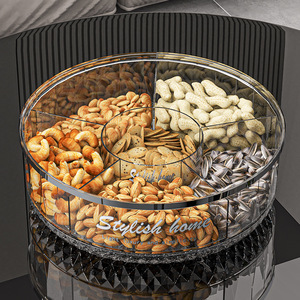 Stylish Home Rotating <b>Snack</b> <b>Tray</b> With Lid Round Multi Compartment For Nuts Dried Fruits Party Use - Product Image 2