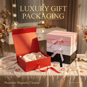 Custom Luxury Waterproof High-End Folding Gift Box Magnetic Closure Black <b>Pink</b> Green Orange Red Customizable Handle Accessories - Product Image 3