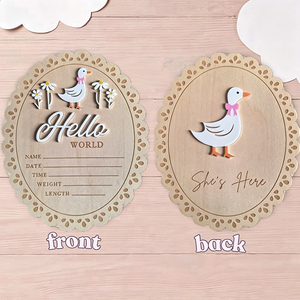 Uionen Plaque personnalisée en bois « Hello World » pour annonce de naissance, souvenir de naissance pour bébé fille ou garçon, cadeau commémoratif - Product Image 4