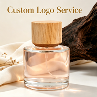 Flacon de parfum cylindrique en verre de 50 ml avec vaporisateur et couvercle en bois massif, flacon vide minimaliste pour parfum