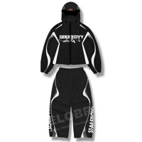 Ensemble coupe-vent 2 pièces réfléchissant à rayures pour homme Helobro Custom Streetwear, survêtement en nylon avec logo personnalisé, fabricant
