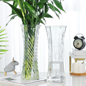 30cm de altura transparente hoja de bambú girasol sarga tulipán de <span class=keywords><strong>cristal</strong></span> en relieve florero de <span class=keywords><strong>cristal</strong></span> decoración hogar boda decoración jarrones - Product Image 2