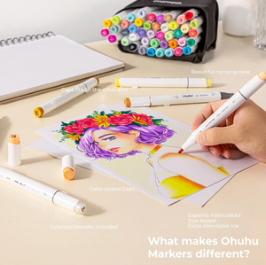 <span class=keywords><strong>Ohuhu</strong></span> 48 colores Dual Tips Alcohol <span class=keywords><strong>Art</strong></span> Markers, cepillo y cincel - Product Image 3