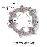 UWIN Duty Free Collier Chaîne Miami Infini Finition Or Blanc avec Trèfle à Quatre Feuilles et Fleurs Multicolores en Zirconiums