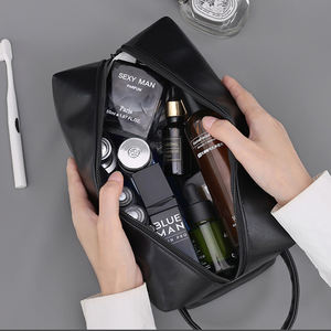 Trousse de maquillage universelle en cuir PU de marque personnalisée en gros pour hommes et femmes trousse de toilette de voyage pour les voyages d'affaires - Product Image 4