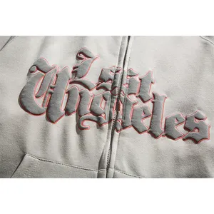 OEM Custom Puff Print Oversized Full Zip Up Hoodies