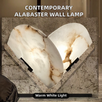Applique murale en albâtre LED en métal et pierre de marbre pour chambre et salle de bain