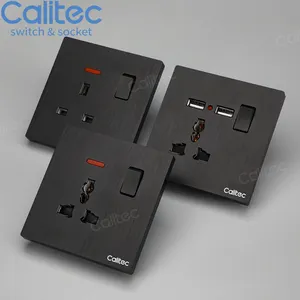 CALITEC İngiltere standart çift soket elektrik aksesuarları duvar prizi