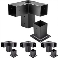 Kit de supports de pergola en acier robuste |   Support d'angle à 3 voies et base de colonne