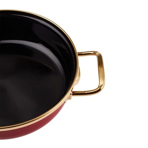 Ensemble de casseroles rétro classiques en émail rouge, poêle à frire avec revêtement à induction, 24 <span class=keywords><strong>cm</strong></span>, en acier au carbone <span class=keywords><strong>émaillé</strong></span>, compatible four et lave-vaisselle - Product Image 5