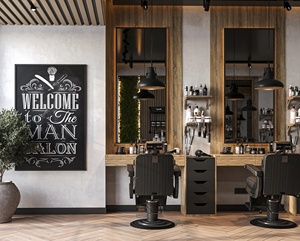 Bespoke Minimalist Barbershop Interior Design Service Modern Hairdressing Studio Fitting LED Illuminated Station - Product Image 3