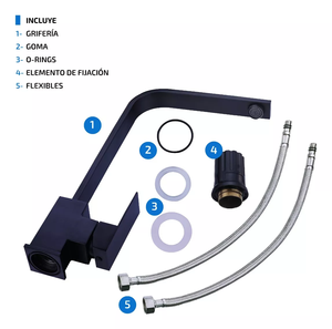 Grifería Monomando para Cocina, Lavabo, Acero Inoxidable, Color Negro Mate - Product Image 6