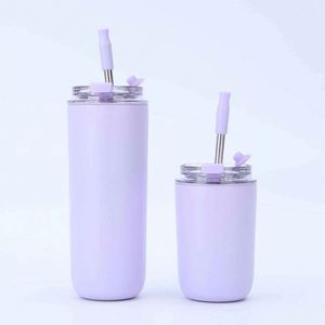 Stainless Steel Tumbler with <b>Straw</b> Vacuum Insulated Travel Mug Modern Design Leak-Proof Eco-Friendly Multiple Colors - Product Image 5