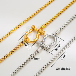Gargantilla de cadena de cuerda de acero inoxidable chapada en oro de 18 quilates, joyería impermeable que no se deslustra, collar de <span class=keywords><strong>herradura</strong></span> de dos tonos - Product Image 2