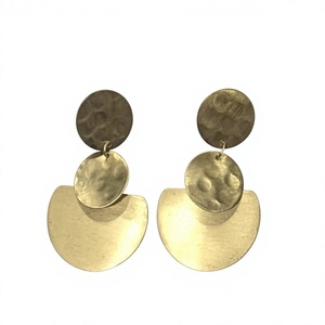 Boucles d'oreilles pendantes en laiton antique, motif floral découpé à l'acide, style bohème, motif géométrique, plaqué or, bijoux fantaisie pour femme, pour soirée - Product Image 4