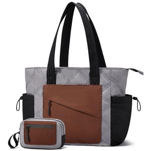 Women Lightweight Puffer Tote Bag Large Shopping Bags Handbag with Pockets Zipper Closure for Work Travel - Product Image 5