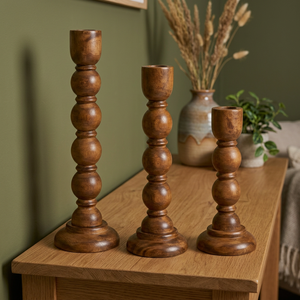 Juego de Candelabros de Madera de Acacia Hechos a Mano, 3 Piezas, Ecológicos y Duraderos, Decoración para el Hogar, Venta al Por Mayor - Product Image 3