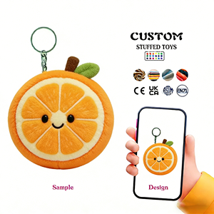 Porte-clés en peluche personnalisé en forme d'écorce d'orange, fabriqué avec la technique de broderie, offrant des services OEM/ODM, porte-clés en peluche sur mesure - Product Image 1
