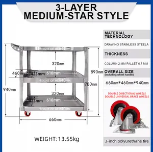 Kabinet peralatan logam tiga lapisan kustom OEM/ODM besi aluminium baja didukung untuk penggunaan bengkel