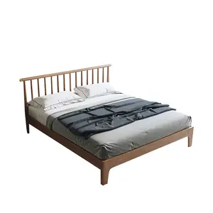 Scandinavian Suite Simple Furniture Double/Single/Queen/King Size Bed Rattan Solid Wood Bed Frame Bed Hotel All Solid Wood Moder