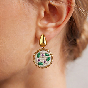 Pendant <b>Earrings</b> Plant Pattern 18k <b>Gold</b> Plated Stainless Steel Studs Fashion <b>Dangle</b> <b>Earrings</b> - Product Image 1