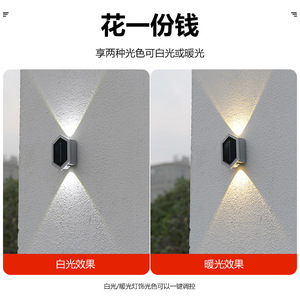 ไฟติดผนังพลังงานแสงอาทิตย์กันน้ำสำหรับภายนอกอาคาร ให้แสงสว่าง 6 ชั่วโมง เหมาะสำหรับลานบ้าน วิลล่า ประตูรั้ว ไฟสปอตไลท์ ไฟวอชเชอร์ - Product Image 6