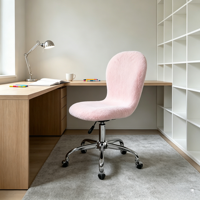 Silla de Oficina Ergonómica Moderna sin Brazos en Tela de Piel Sintética Blanca para el Hogar o Sala de Conferencias, Sillas Giratorias para Oficina en Casa