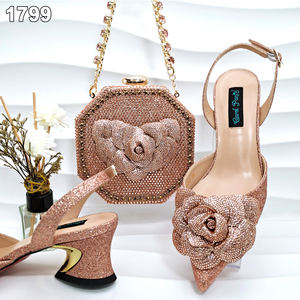 Bestway Rose Or Dames Chaussures Avec Des Pierres Fleur Italienne Chaussures et Sacs Ensembles Mode pour Assorti Femmes - Product Image 1