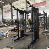 Equipo de gimnasio comercial Cable multifuncional Crossover Power Rack Smith Machine con Banco ajustable