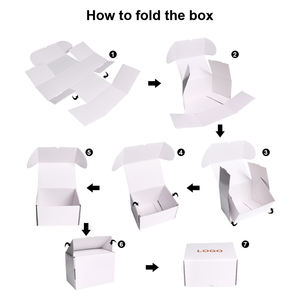 Boîte d'expédition en carton ondulé de luxe personnalisée, petite quantité en stock, emballage de parfum, entièrement blanche, 16x16x6, design plié, conception gratuite incluse - Product Image 2
