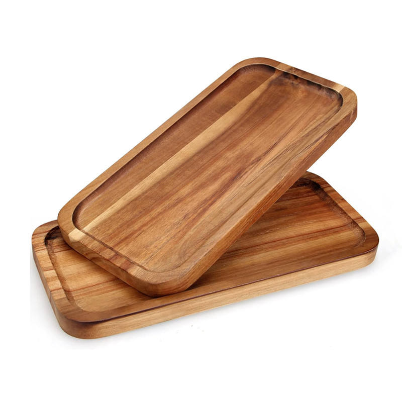 Multi Functional Acacia Wooden Tray Rectangular Dining Plate Tea Tray ...