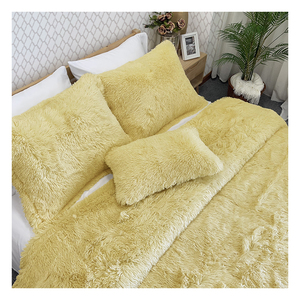 Bộ Chăn Ga Gối Mùa Đông Tùy Chỉnh Mới Bộ Chăn Lông Xù Lông Nhung Lông Thú Giả Lông Dài Màu Ngà Siêu Mềm Sang Trọng Bộ Chăn Ga Gối - Product Image 3