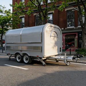 Carrito de Venta Móvil Plateado Mate Optimizado con Ruedas Dobles para Comida Callejera Urbana y Eventos - Product Image 1