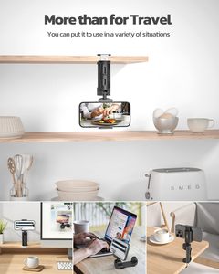 Support universel pour téléphone de voyage en avion Support pour téléphone de bureau Rotation multidirectionnelle à 360 degrés Support pour téléphone indispensable - Product Image 3