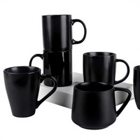 Mug en céramique noir classique simple, résistant aux hautes températures, compatible micro-ondes, style européen, logo imprimable, pour le bureau et la maison
