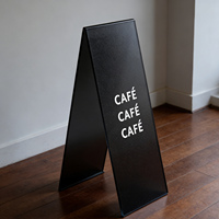 Panneau publicitaire en acier inoxydable en forme de A pour extérieur, café, boutique, restaurant, présentoirs publicitaires pour trottoir, panneau durable